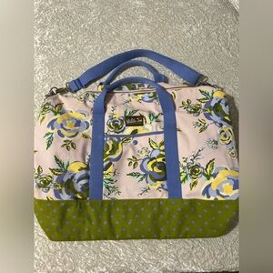 Matilda Jane Lavender Floral Tote with Olive Polka Dot Base